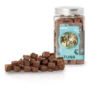 KIDDOG Super Premium 100% gefriergetrocknete THUNFISCHWÜRFEL - reines Thunfischfleisch, gefriergetrocknet 75 g